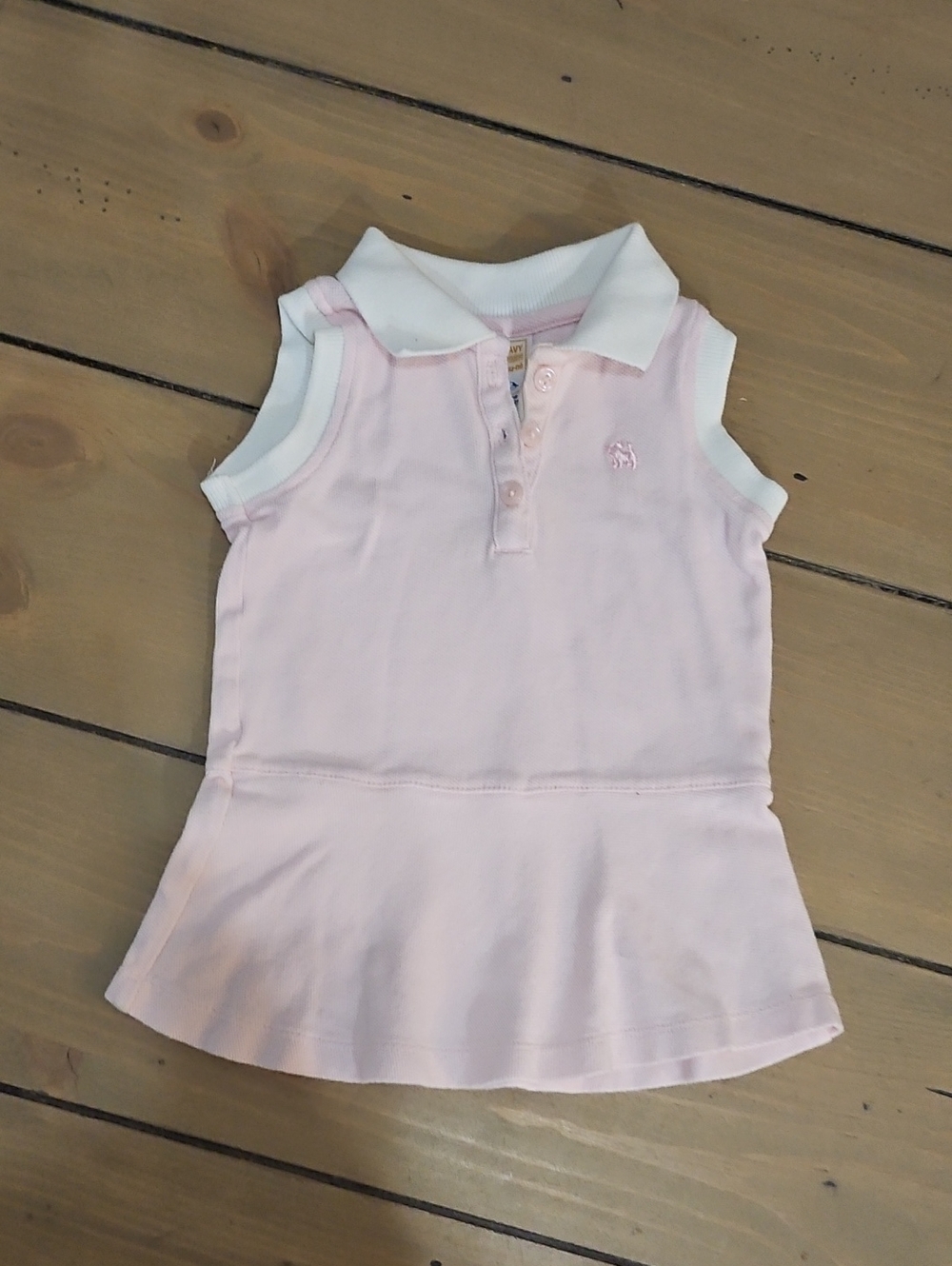 Girls' Sleeveless Polo Dress Top - Light Pink